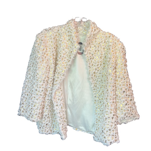 NWT Howard’s Crop Sleeve Blazer White/Gold Size S/M - Picture 1 of 7